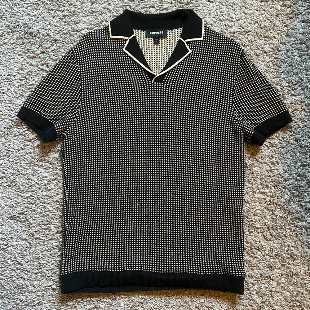Express Geo Print Short Sleeve Sweater Polo Size Small
